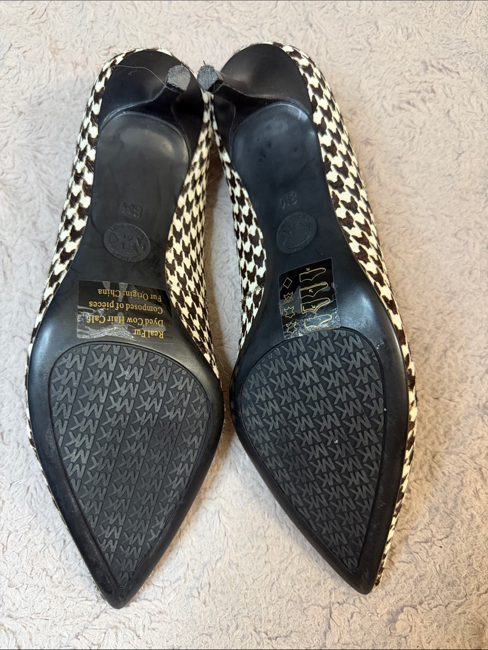 MICHAEL Michael Kors Black & White Houndstooth Pointed Toe Kitten Heels - Picture 3 of 6